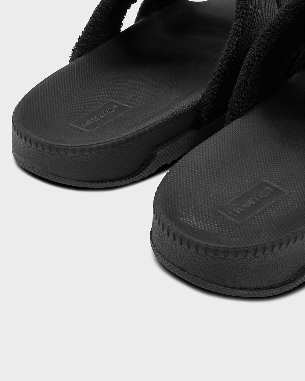 Womens Slides - Hunter Original Double Strap (41JAXTPDB) - Black